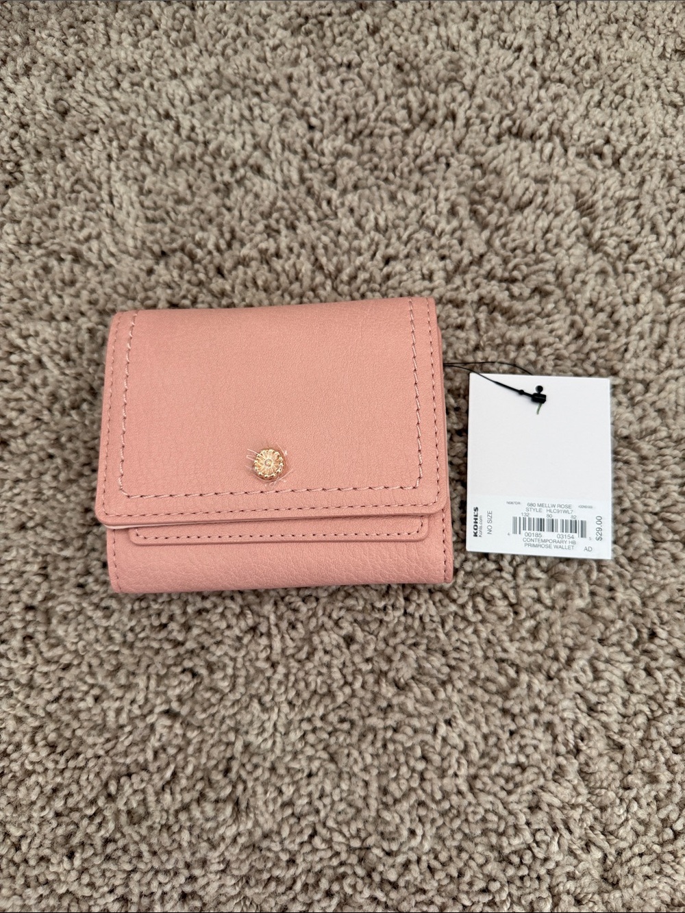 LC Lauren Conrad Blush Pink Trifold Wallet with Gold Accent
